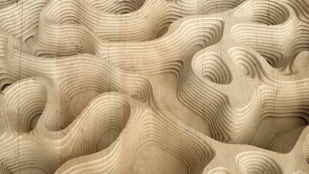 Relief abstrakte Textur aus Holz, Stein oder anderem Material. 3D-Darstellung, 3D-Rendering.