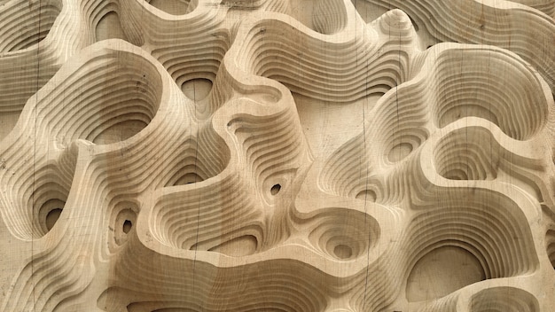 Relief abstrakte Textur aus Holz, Stein oder anderem Material. 3D-Darstellung, 3D-Rendering.