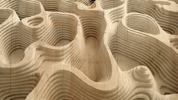 Relief abstrakte Textur aus Holz, Stein oder anderem Material. 3D-Darstellung, 3D-Rendering.