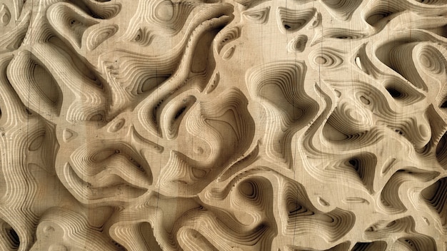 Relief abstrakte Textur aus Holz, Stein oder anderem Material. 3D-Illustration, 3D-Rendering.