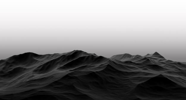 Relieve montañoso de color gris abstracto Superficie rocosa abstracta paisaje gris renderizado 3D