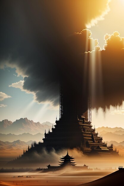 Foto religion tempel turm gebäude pyramide tapete hintergrund landschaft fotografie illustration