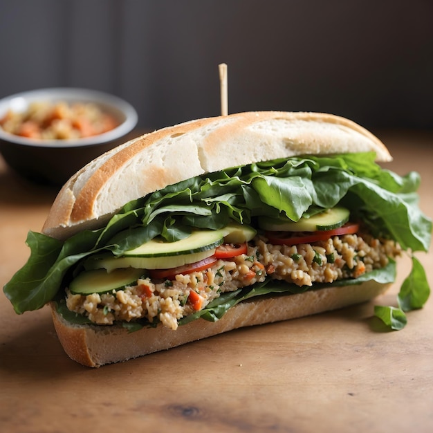 Relleno generoso Saboree un sándwich vegano