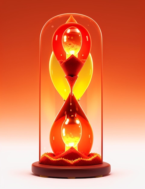 Relógio de areia com areia vermelha e laranja