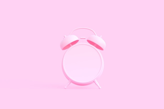 Relógio de despertador de mesa rosa em fundo rosa brilhante em cores pastel Ilustração de renderização 3D