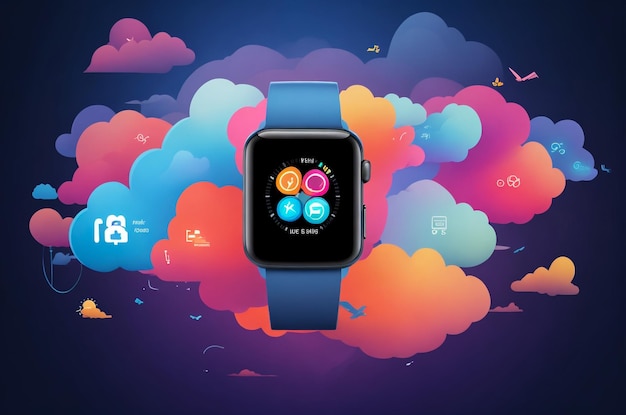 Foto relógio de pulso eletrônico ícone do apple watch em design plano ilustração vetorial