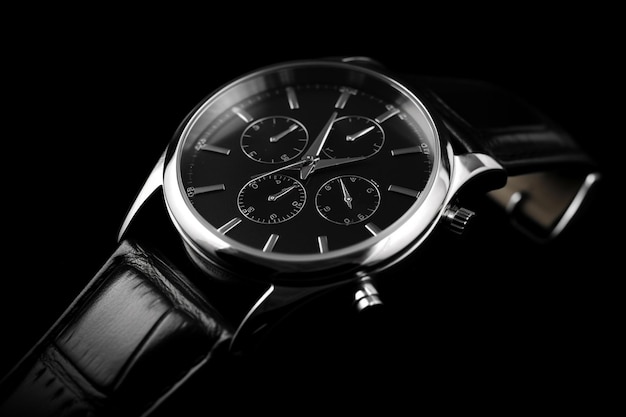 Relógio de pulso isolado em fundo preto relógio de polso de luxo