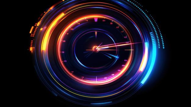 Relógio luminoso futurista velocidade de tempo digital