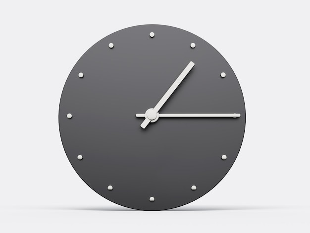 Relógio simples cinza 115 horas ou um relógio de quinze horas Ilustração 3D do relógio mínimo moderno