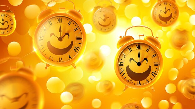 Foto un reloj amarillo con las palabras la hora es sonrisa