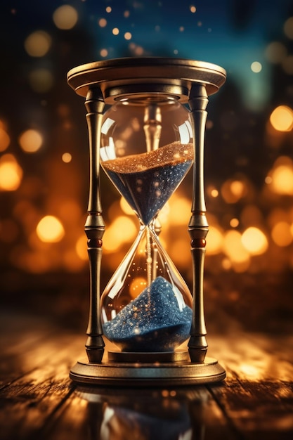 reloj de arena antiguo que representa el concepto de tiempo y el ritmo lento de las arenas del tiempo bokeh