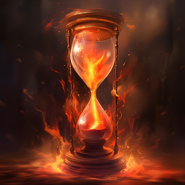 reloj de arena ardiente