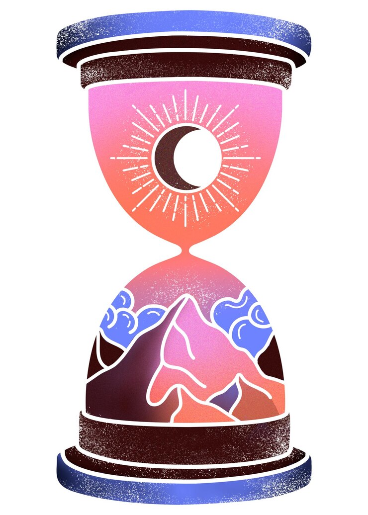 Foto reloj de arena celestial pegatina png gradiente boho oculto fondo transparente