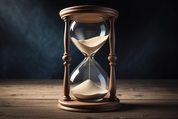Reloj de arena como concepto de paso del tiempo para la urgencia de los plazos comerciales y la falta de tiempo