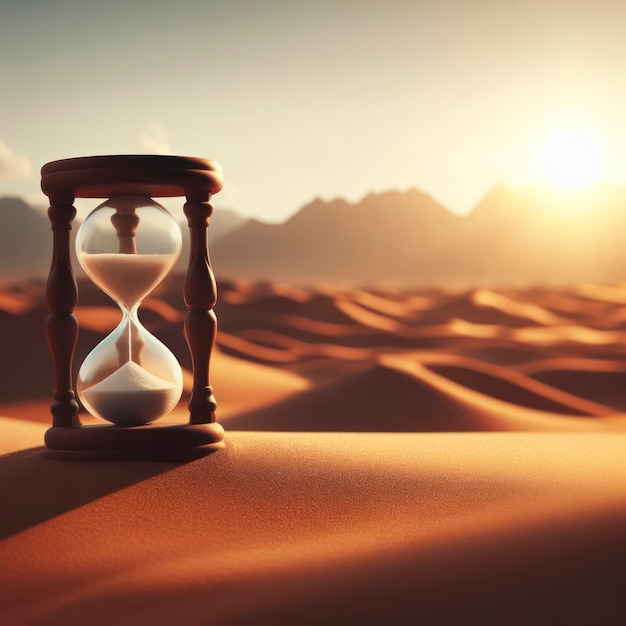 reloj de arena en el desierto concepto de tiempo ai generativo