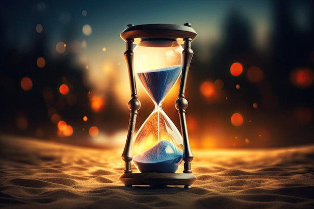 Reloj de arena que mide el paso del tiempo en una cuenta regresiva hasta una fecha límite