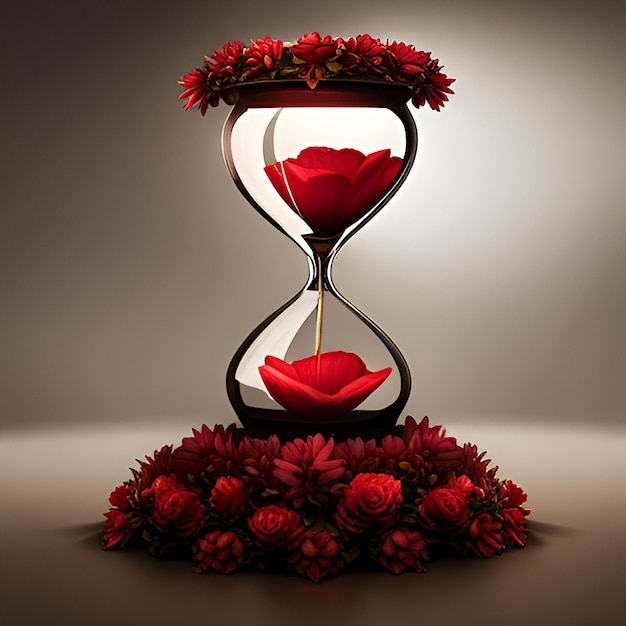 Reloj de arena con rosas