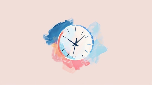 Reloj artístico con pinceladas abstractas azules y rosas