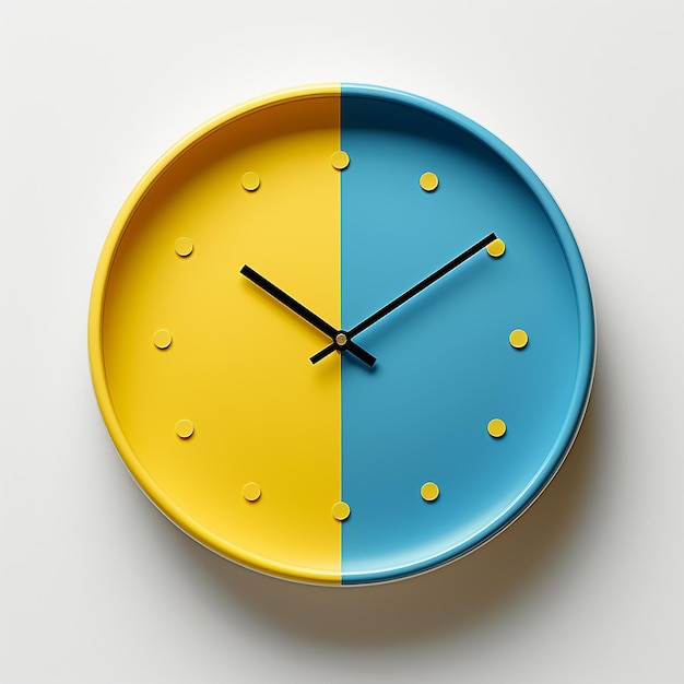 reloj azul sobre fondo amarillo