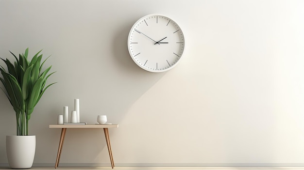 Reloj blanco minimalista en la pared