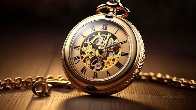 Reloj de bolsillo dorado clásico