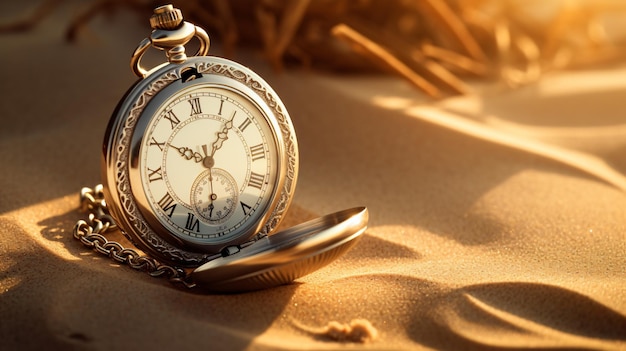 Reloj de bolsillo de época en el estilo de la arena vieja imagen