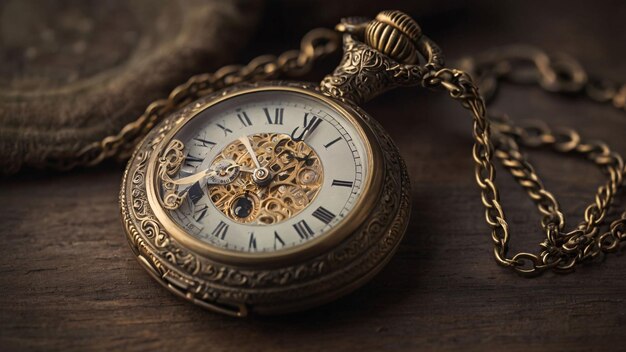 Reloj de bolsillo de epoca con tapa abierta Imagen Premium generada con IA