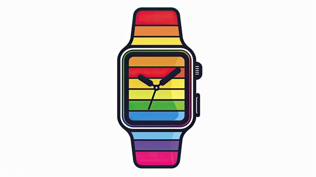 Foto un reloj de color arco iris con las agujas en los números 3 y 5