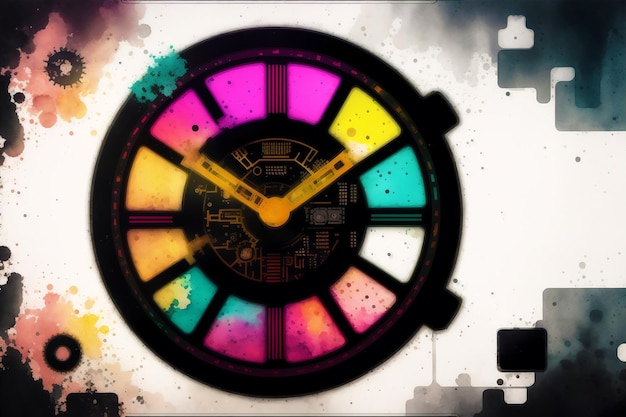 Foto un reloj colorido con la palabra tiempo en él