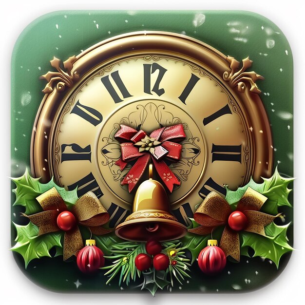 un reloj con una corona y una corona de Navidad en él