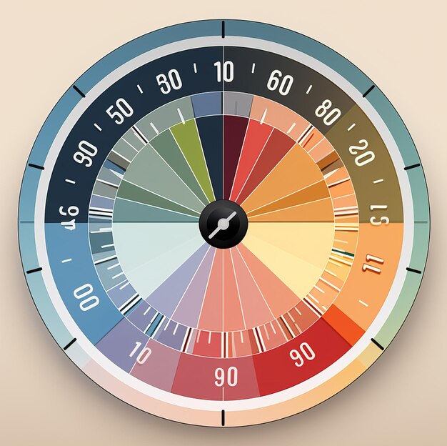 un reloj con diferentes colores de diferentes colores y diferentes colores.