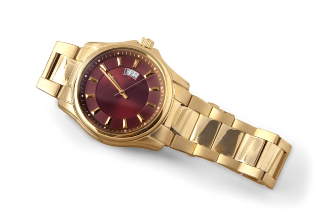 Reloj dorado con detalles de cristal para mujer.