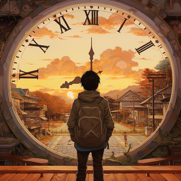 Reloj grande tiempo restante en casa vida diaria foco nítido ilustración fantasía