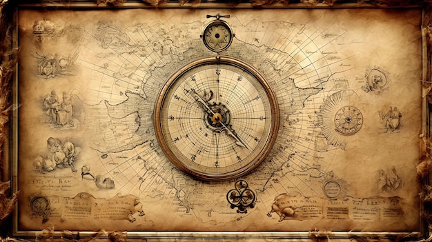 Un reloj con un mapa del mundo.