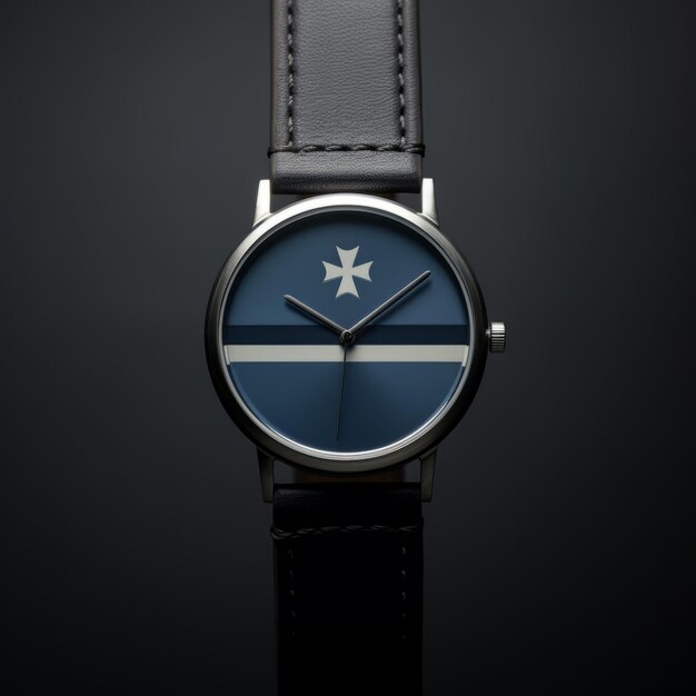 Reloj minimalista de bandera índigo con una representación hiperrealista