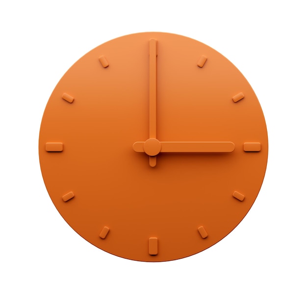 Reloj naranja mínimo 03 00 Reloj de tres en punto Reloj de pared minimalista abstracto 15 00 o 3 00 3d