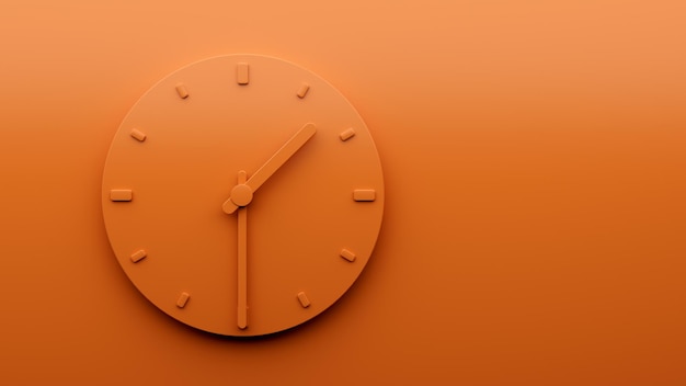 Reloj naranja mínimo 1 30 La una y media abstracto Reloj de pared minimalista 13 30 o 1 30 3d