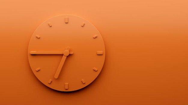 Foto reloj naranja mínimo 645 o reloj cuarto a siete reloj de pared minimalista abstracto ilustración 3d