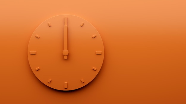 Reloj naranja mínimo Doce 12 o39 reloj Reloj de pared minimalista abstracto Ilustración 3d