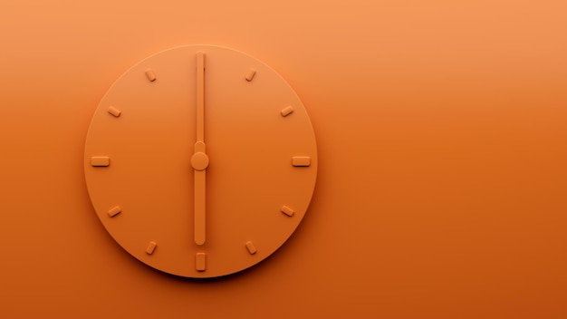 Reloj naranja mínimo Seis 6 o39 reloj Reloj de pared minimalista abstracto Ilustración 3d