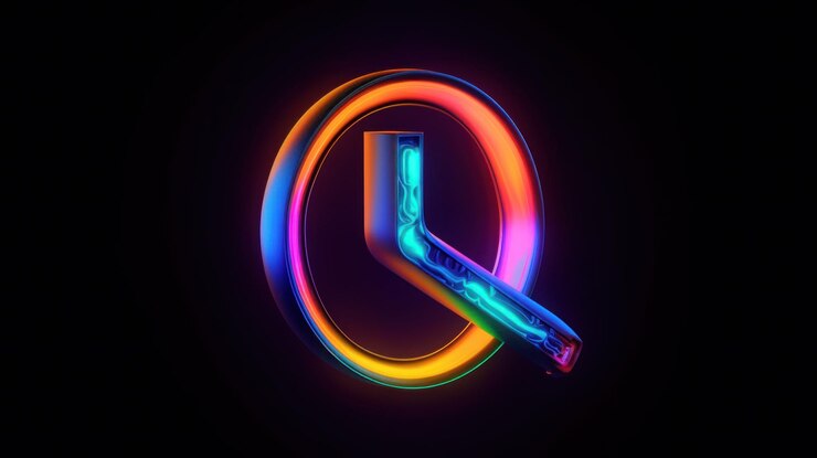 Foto reloj de neón con resplandor de arco iris