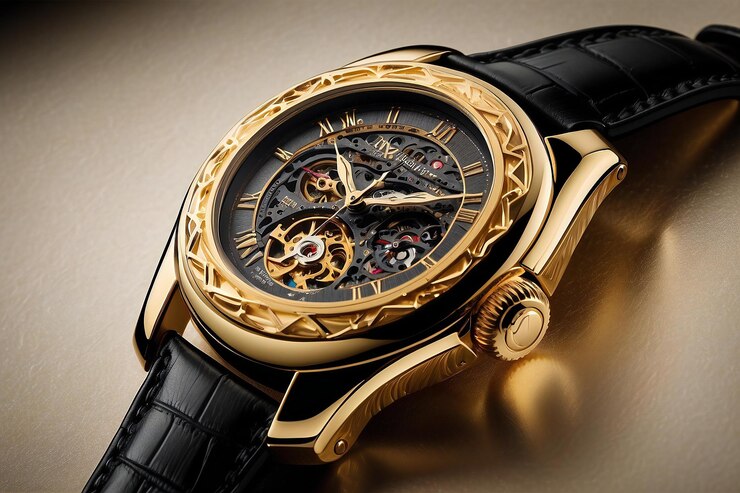 Un reloj de oro con el número 12 en él