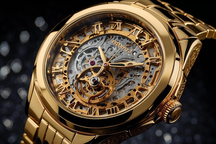 Un reloj de oro con el número 12 en él