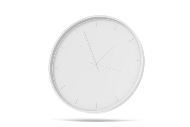 Reloj de pared blanco con la hora de las 12:05.