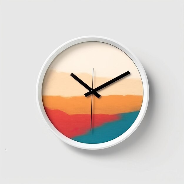 Reloj de pared estilo arte minimalista fondo blanco alto