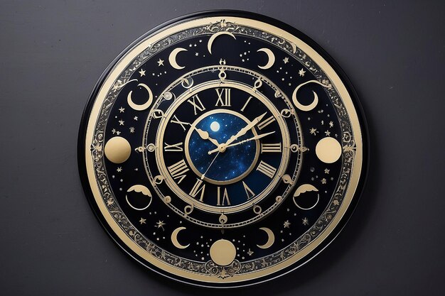 Reloj de pared de las fases de la luna celestial