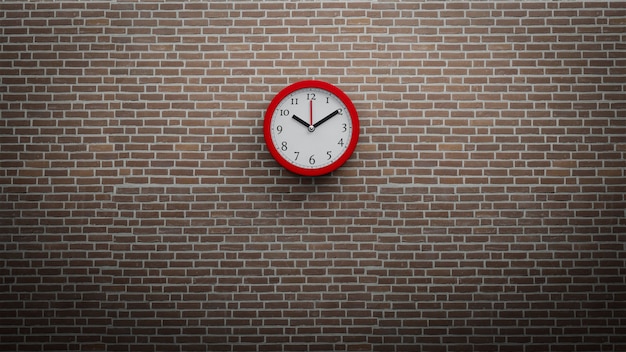 Reloj de pared, reloj de oficina, concepto de tiempo, representación 3d