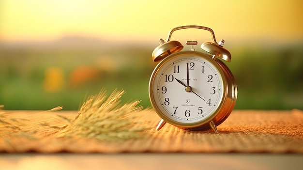 Reloj que se mueve hacia abajo en un escritorio blanco temprano en la mañana fotos de archivo