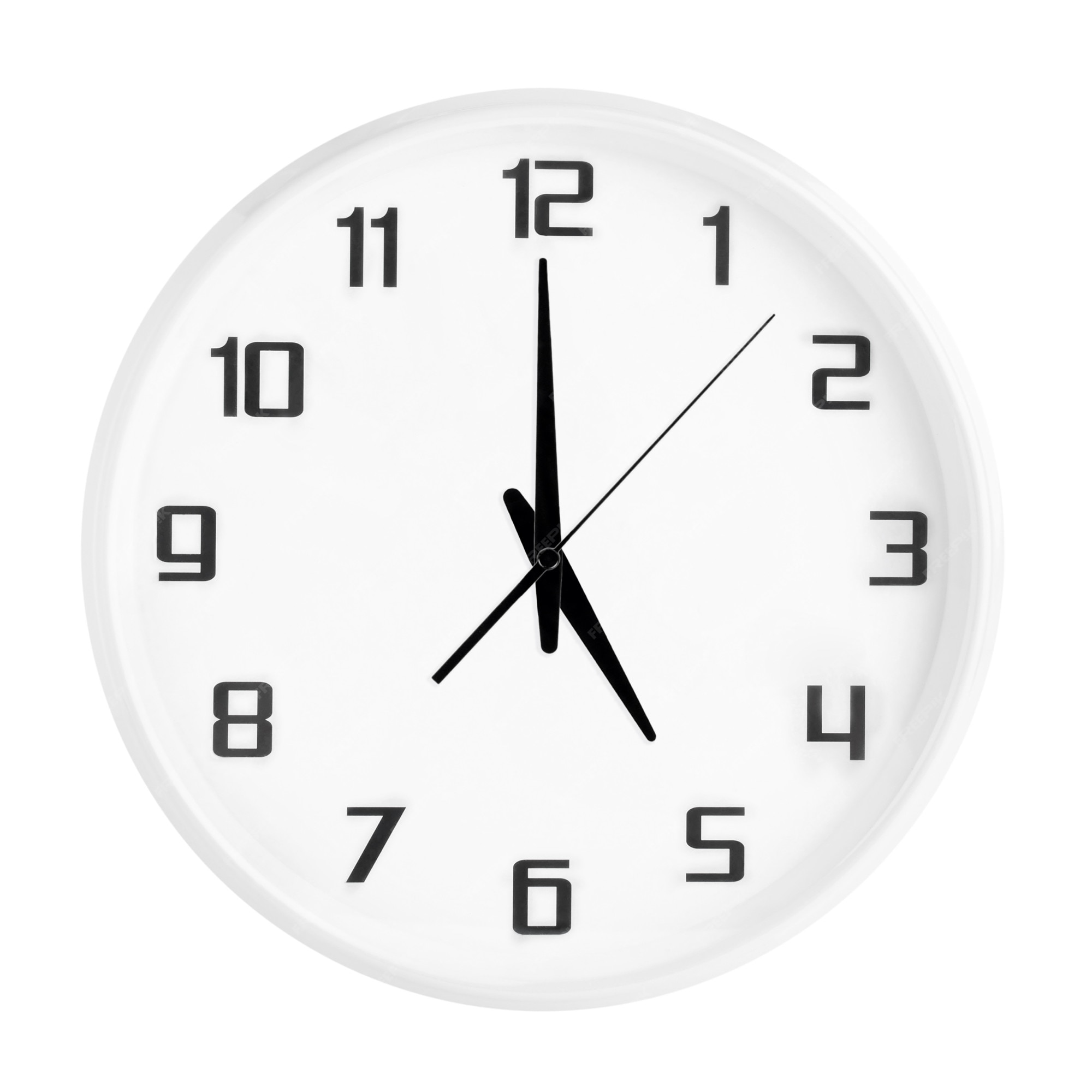 reloj-redondo-blanco-de-la-oficina-que-muestra-las-cinco-aislado-en