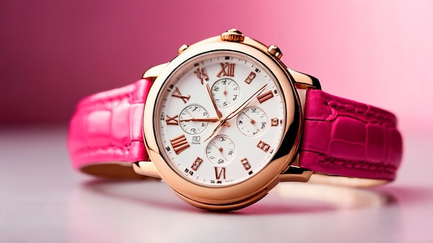 reloj rosado sobre fondo rosado